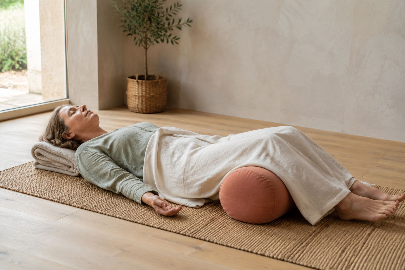 Entspannte Yoga-Nidra-Praxis im Liegen
